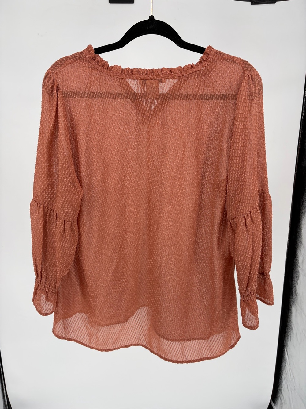 Rust Textured Tie-Neck Peasant Tunic - Picture 3 of 4